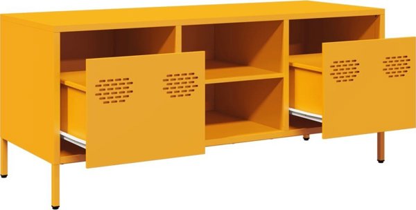 vidaXL Έπιπλο RTV, κίτρινο, 101,5x39x43,5 εκ, κρύα κυλημένη ατσάλινη κατασκευή