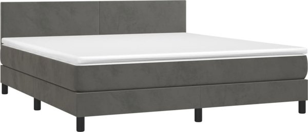 vidaXL Κρεβάτι Continental με στρώμα και LED, γκρι βελούδο, 160x200 εκ