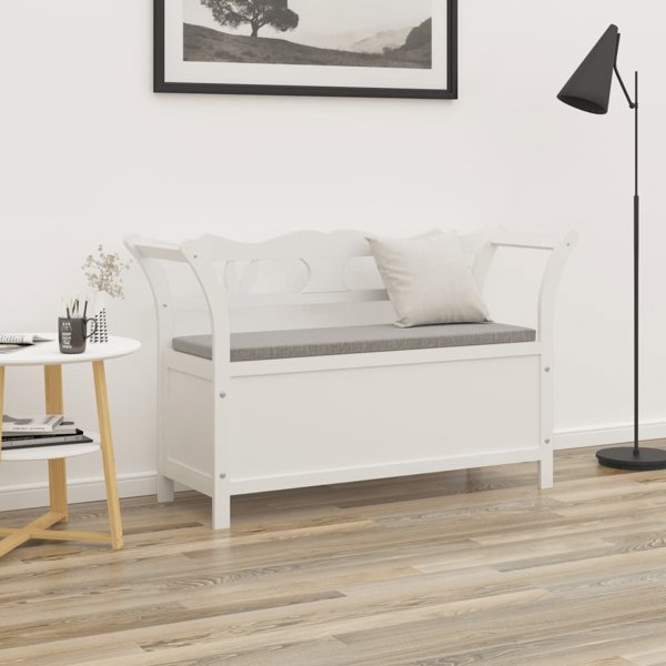 vidaXL Λευκός Πάγκος, 107x45x75,5 εκ., Μασίφ Ξύλο Έλατου