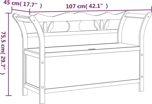 vidaXL Λευκός Πάγκος, 107x45x75,5 εκ., Μασίφ Ξύλο Έλατου
