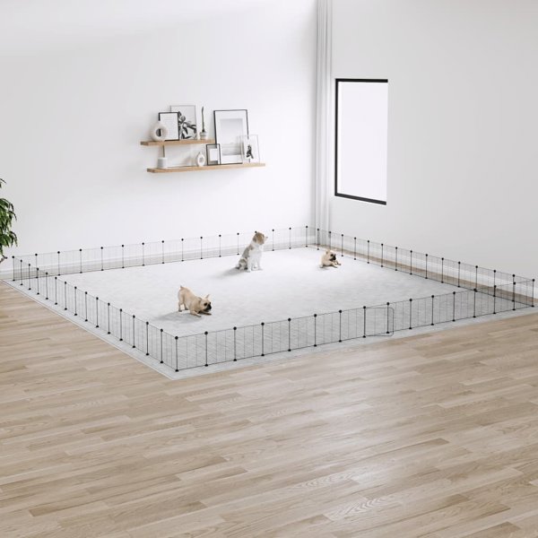 vidaXL Klatka dla zwierzat z bramka, 60 paneli, czarna, 35x35 cm, stal