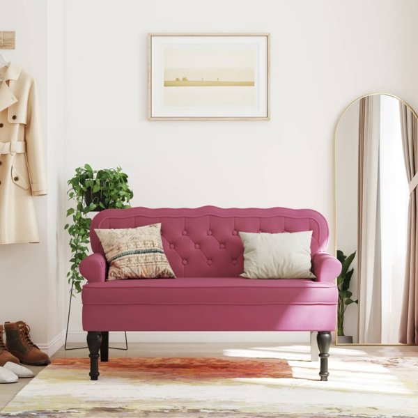 vidaXL Πάγκος με πλάτη, βυσσινί, 119,5x64,5x75 εκ., βελούδινο ύφασμα