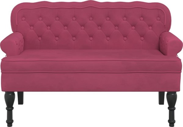 vidaXL Πάγκος με πλάτη, βυσσινί, 119,5x64,5x75 εκ., βελούδινο ύφασμα