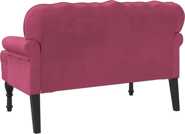 vidaXL Πάγκος με πλάτη, βυσσινί, 119,5x64,5x75 εκ., βελούδινο ύφασμα