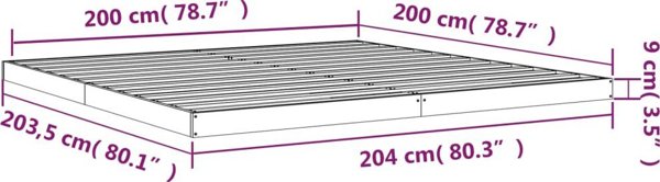 vidaXL Ράμα κρεβατιού 200 x 200 cm, μασίφ ξύλο πεύκου