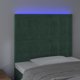 vidaXL Zaglowek do lozkaw z LED, ciemnozielony, 100x5x118/128 cm