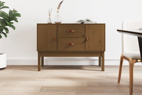 vidaXL Ντουλάπι από μασίφ πεύκο, μέλι-καφέ, 110x40x78 εκ.