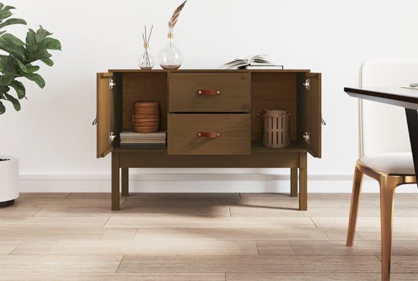 vidaXL Ντουλάπι από μασίφ πεύκο, μέλι-καφέ, 110x40x78 εκ.
