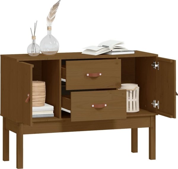 vidaXL Ντουλάπι από μασίφ πεύκο, μέλι-καφέ, 110x40x78 εκ.
