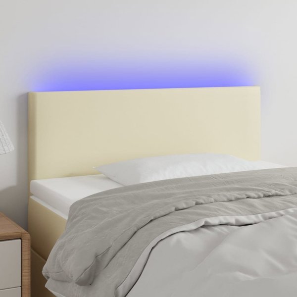 vidaXL Κεφαλάρι για κρεβάτι με LED, κρεμ, 90x5x78/88 εκ, συνθετικό δέρμα
