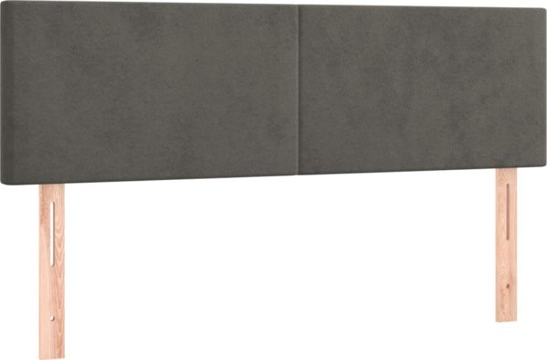 vidaXL Σετ 2 κεφαλάρια για κρεβάτι, σκούρο γκρι, 72x5x78/88 cm, βελούδο