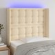 vidaXL Zaglowek do lietka me LED, kremowy, 103x16x118/128 cm, tkanina