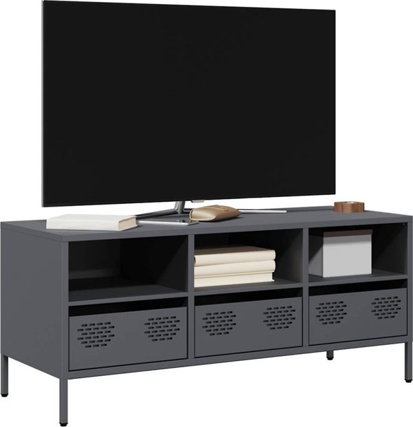 vidaXL Szafka RTV, antracyt, 101,5x39x43,5 cm, stal walcowana na zimno