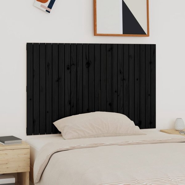 vidaXL Κεφαλάρι κρεβατιού μαύρο 140x3x90 cm από μασίφ πεύκο