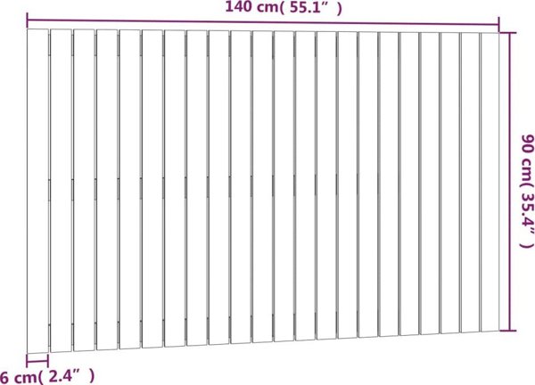 vidaXL Κεφαλάρι κρεβατιού μαύρο 140x3x90 cm από μασίφ πεύκο