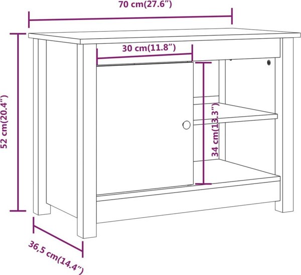 vidaXL Szafka pod telewizor, 70x36,5x52 cm, lite drewno sosnowe