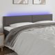 vidaXL Κεφαλάρι κρεβατιού με LED, γκρι, 180x5x78/88 εκ., τεχνητό δέρμα