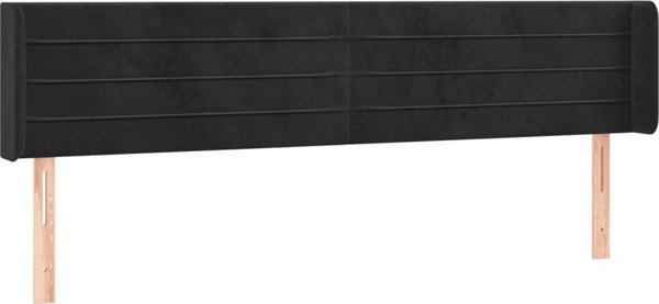 vidaXL Κεφαλάρι κρεβατιού με LED, μαύρο, 203x16x78/88 cm, βελούδο