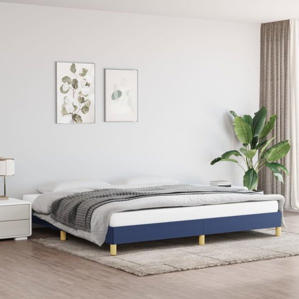 vidaXL Rama κρεβατιού μπλε 200x200 εκ., επενδυμένη με ύφασμα