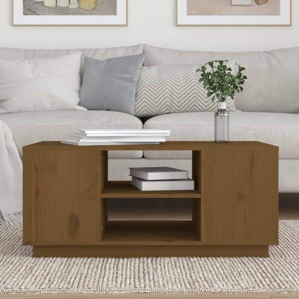 vidaXL Τραπεζάκι καφέ, μέλι καφέ, 90x49x40,5 cm, μασίφ πεύκο