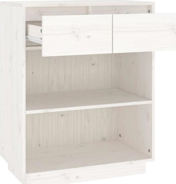 vidaXL Ντουλάπι, λευκό, 60x34x75 εκ., συμπαγές πεύκο