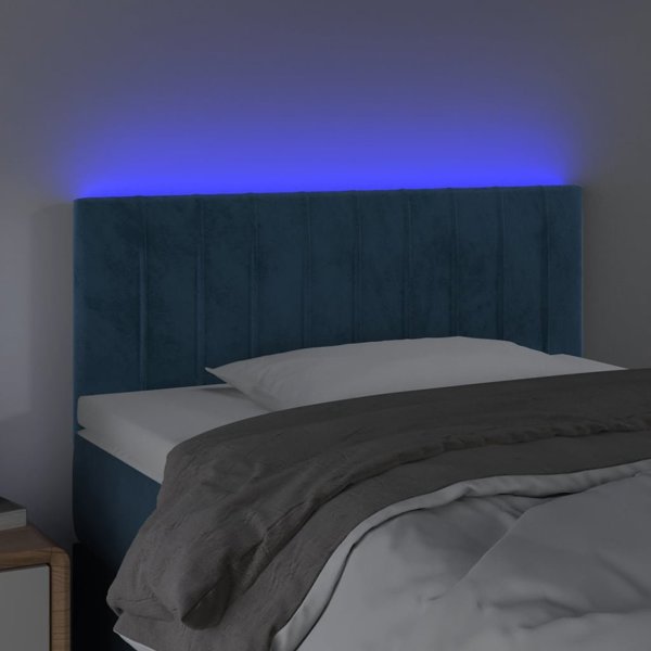 vidaXL Κεφαλάρι για κρεβάτι με LED, σκούρο μπλε, 90x5x78/88cm, βελούδο