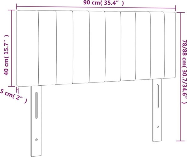 vidaXL Κεφαλάρι για κρεβάτι με LED, σκούρο μπλε, 90x5x78/88cm, βελούδο