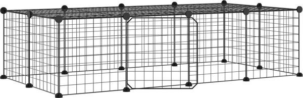 vidaXL Κλουβί για ζώα με πόρτα, 20 πάνελ, μαύρο, 35x35 εκ, ατσάλι