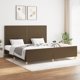 vidaXL Rama κρεβατιού με κεφαλάρι, σκούρο καφέ 200x200 cm υφασμάτινη επένδυση