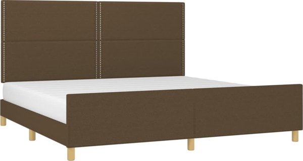 vidaXL Rama κρεβατιού με κεφαλάρι, σκούρο καφέ 200x200 cm υφασμάτινη επένδυση