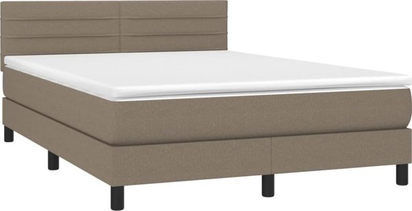 vidaXL Λοιζο Kontynentalne z materacem, taupe, tkanina, 140x200 cm