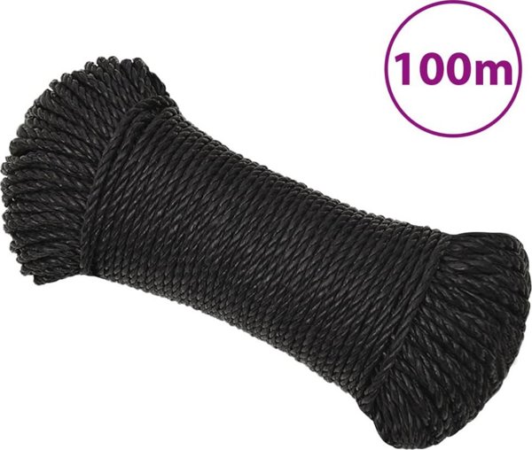vidaXL vidaXL Linka robocza, czarna, 3 mm, 100 m, polipropylen