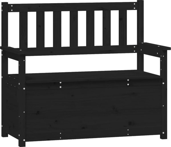 vidaXL Lawka, czarna, 112,5x51,5x96,5 cm, lite drewno sosnowe