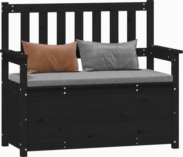 vidaXL Lawka, czarna, 112,5x51,5x96,5 cm, lite drewno sosnowe