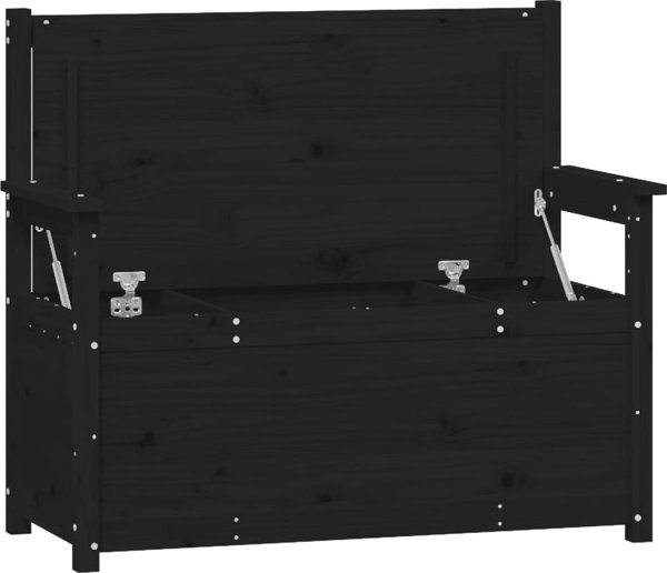 vidaXL Lawka, czarna, 112,5x51,5x96,5 cm, lite drewno sosnowe