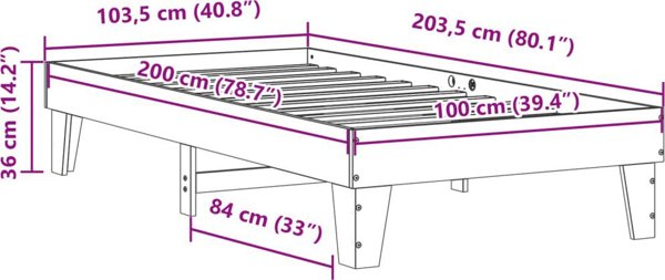 vidaXL Κορμός κρεβατιού χωρίς στρώμα 100x200 εκ. ξύλο πεύκου