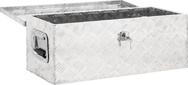 vidaXL Skrzynka do przechowywania, srebrna, 70x31x27 cm, aluminium