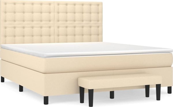 vidaXL Λύκνος κρεβάτι με στρώμα, κρεμ, ύφασμα 160x200 εκ.