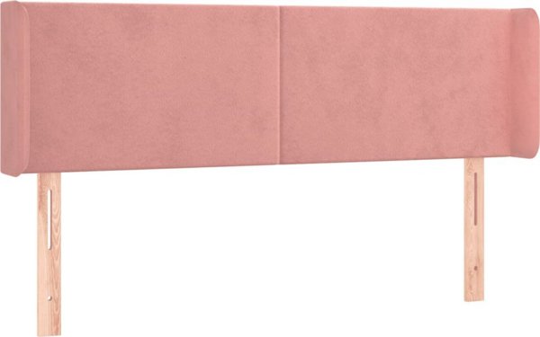 vidaXL Zaglowek do lozka z LED, rozowy, 147x16x78/88 cm, aksamit