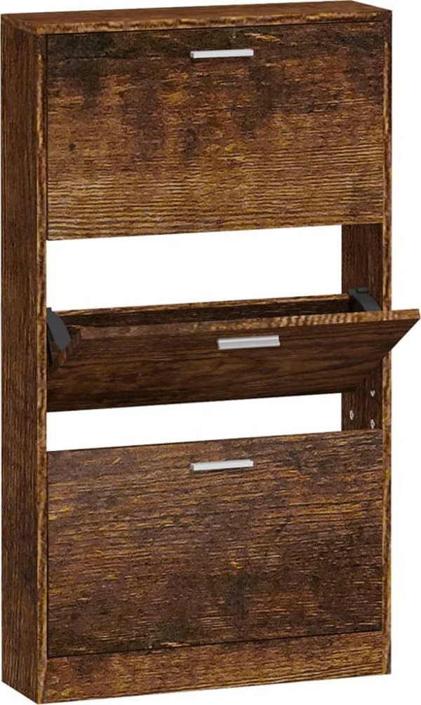 vidaXL Ράφι παπουτσιών, καπνιστή δρυς, 59x17x108 εκ.