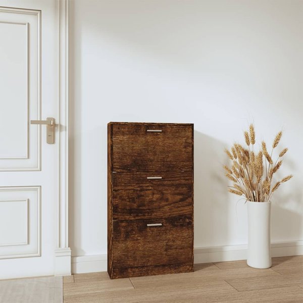 vidaXL Ράφι παπουτσιών, καπνιστή δρυς, 59x17x108 εκ.