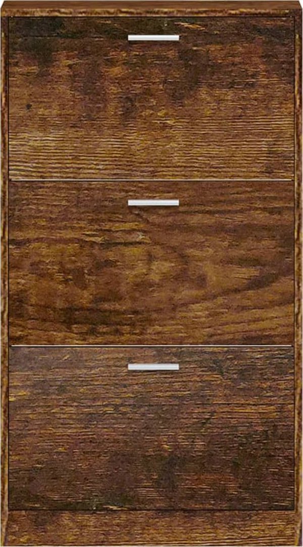 vidaXL Ράφι παπουτσιών, καπνιστή δρυς, 59x17x108 εκ.