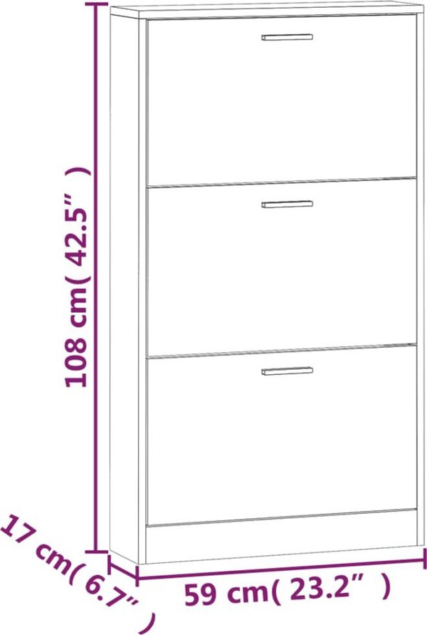vidaXL Ράφι παπουτσιών, καπνιστή δρυς, 59x17x108 εκ.