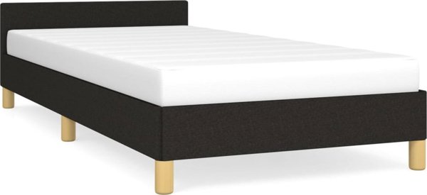 vidaXL Rama κρεβατιού με προσκέφαλο, μαύρη, 100x200 εκ., επενδυμένη με ύφασμα