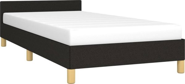 vidaXL Rama κρεβατιού με προσκέφαλο, μαύρη, 100x200 εκ., επενδυμένη με ύφασμα