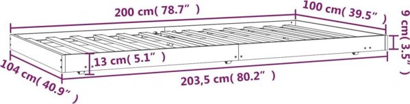 vidaXL Rama κρεβατιού, λευκή, 100 x 200 cm, μασίφ πεύκο
