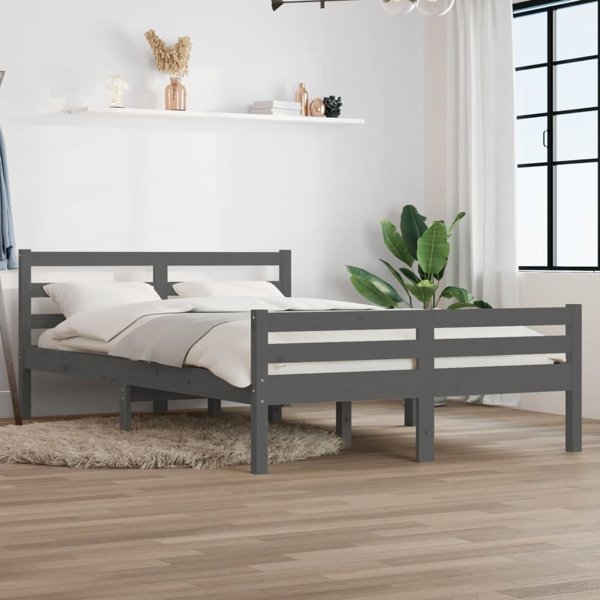 vidaXL Κρεβατοκάμαρα, γκρι, μασίφ ξύλο, 150x200 εκ., King Size
