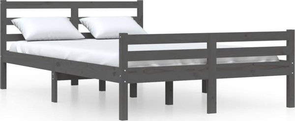 vidaXL Κρεβατοκάμαρα, γκρι, μασίφ ξύλο, 150x200 εκ., King Size