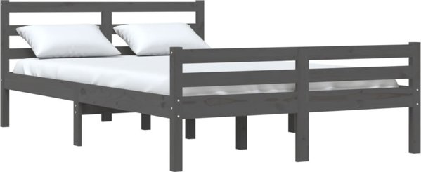 vidaXL Κρεβατοκάμαρα, γκρι, μασίφ ξύλο, 150x200 εκ., King Size