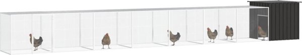 vidaXL Κλωβός για κοτόπουλα, ανθρακί, 800x91x100 cm, ατσάλι